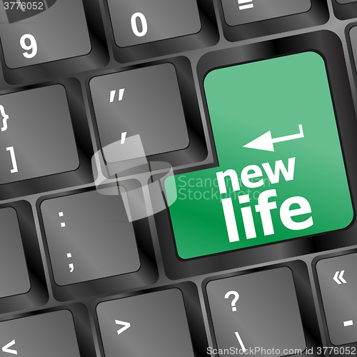 Image of keyboard with new life words vector illustration