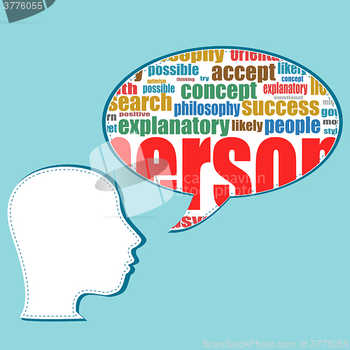 Image of vector the silhouette of his head with the words on the topic of social networking