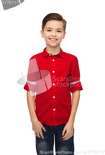 Image of happy boy in red shirt