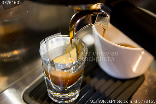 Image of close up of espresso machine making coffee