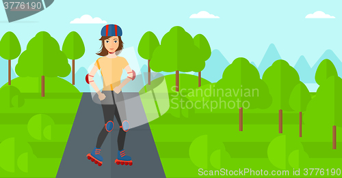 Image of Sporty woman on roller-skates.