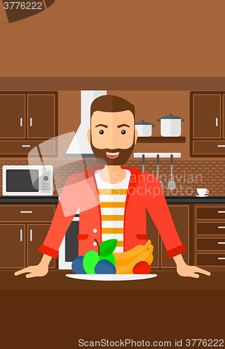 Image of Man with healthy food.