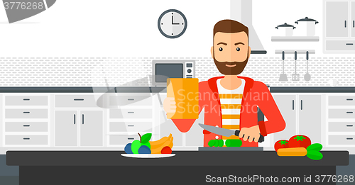 Image of Man cooking meal.