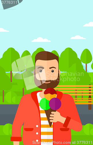 Image of Man holding icecream.