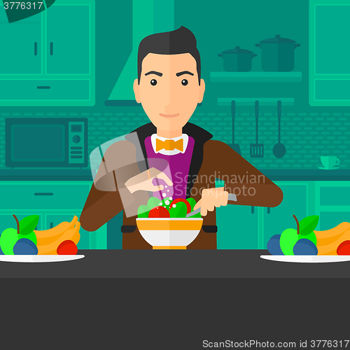 Image of Man cooking meal.