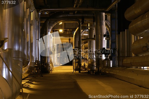 Image of Equipment, cables and piping as found inside of a modern industr