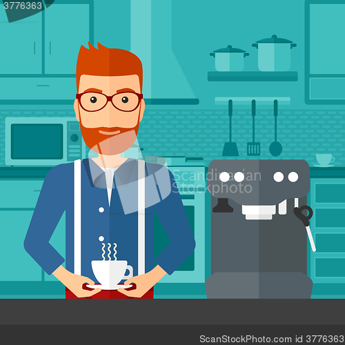 Image of Man making coffee.