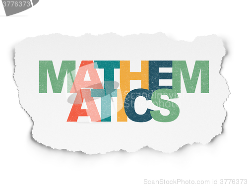 Image of Learning concept: Mathematics on Torn Paper background