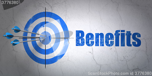 Image of Business concept: target and Benefits on wall background