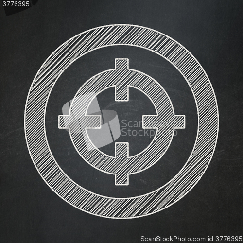 Image of Finance concept: Target on chalkboard background