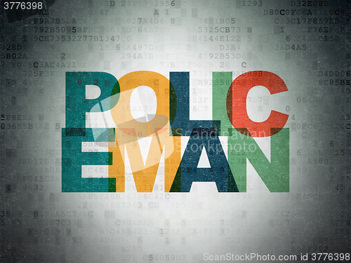 Image of Law concept: Policeman on Digital Paper background