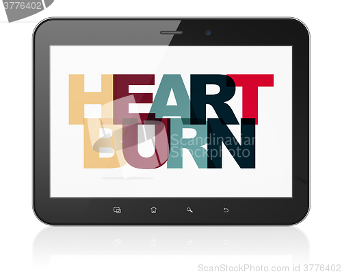 Image of Medicine concept: Tablet Computer with Heartburn on  display