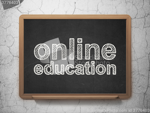 Image of Learning concept: Online Education on chalkboard background