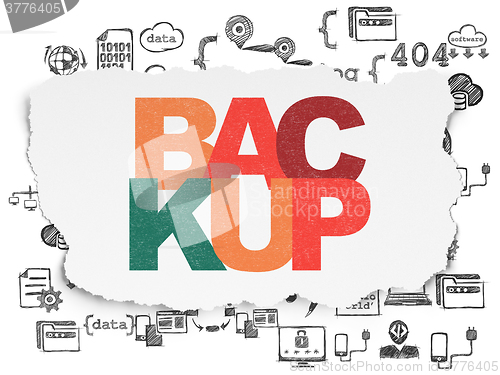 Image of Database concept: Backup on Torn Paper background