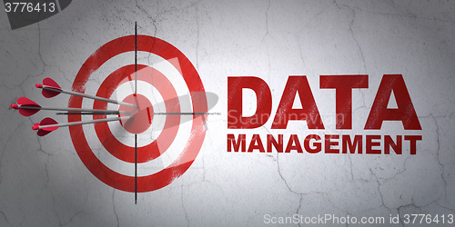 Image of Information concept: target and Data Management on wall background