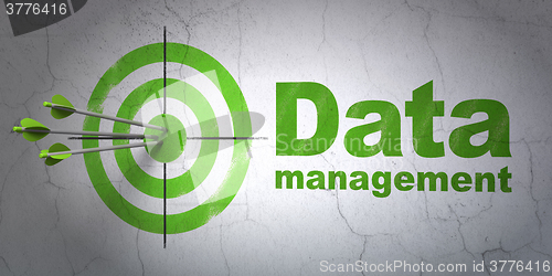 Image of Information concept: target and Data Management on wall background