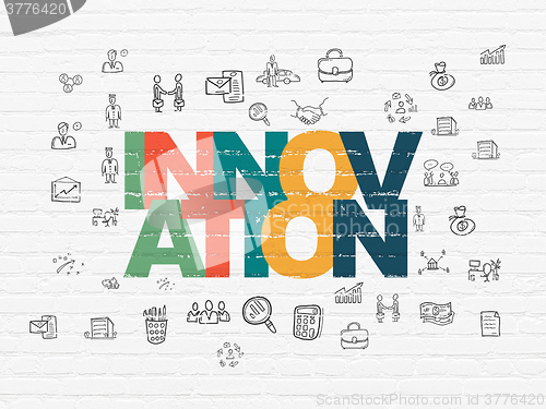 Image of Finance concept: Innovation on wall background