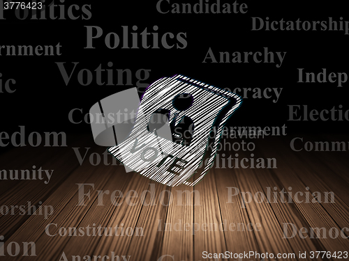 Image of Political concept: Ballot in grunge dark room