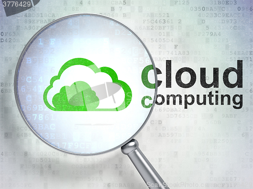 Image of Cloud networking concept: Cloud and Cloud Computing with optical glass