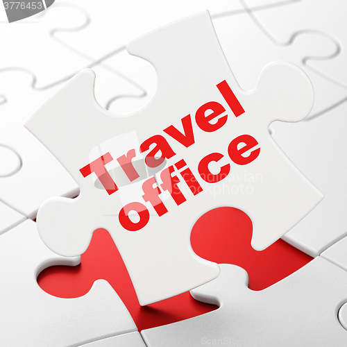 Image of Tourism concept: Travel Office on puzzle background