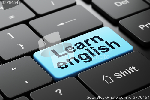 Image of Education concept: Learn English on computer keyboard background