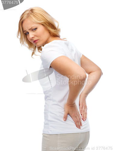 Image of unhappy woman suffering from backache