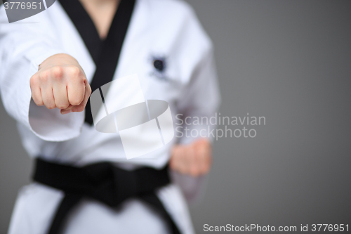 Image of The karate girl with black belt 