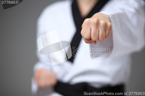 Image of The karate girl with black belt 