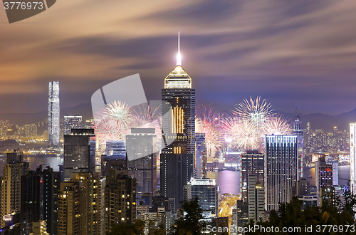 Image of Hong kong city firework