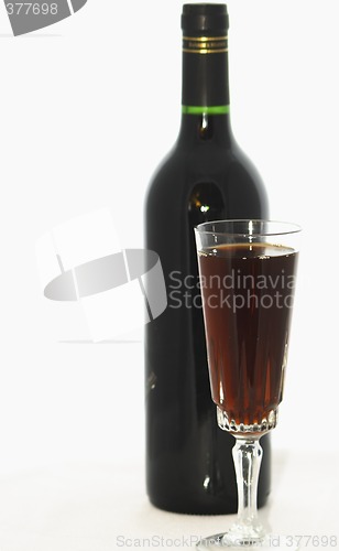 Image of red wine and bottle