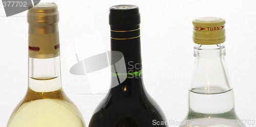 Image of white and red wine and vodka