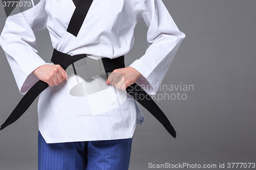 Image of The karate girl with black belt 