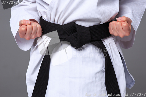 Image of The karate girl with black belt 