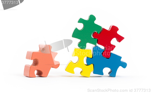 Image of Closeup of big jigsaw puzzle pieces