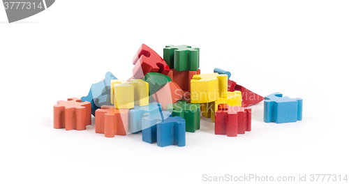 Image of Closeup of big jigsaw puzzle pieces