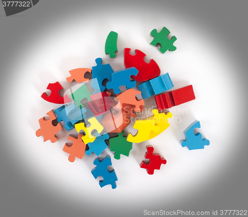 Image of Closeup of big jigsaw puzzle pieces