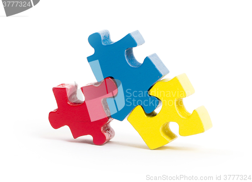 Image of Closeup of big jigsaw puzzle pieces