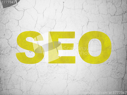 Image of Web development concept: SEO on wall background