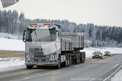 Image of Volvo FH16 650 Combination Truck on Winter Road