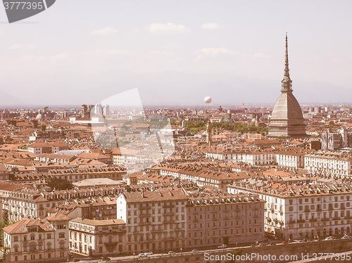 Image of Retro looking Aerial view of Turin