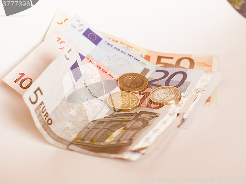 Image of  Euro note and coin vintage