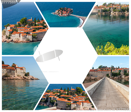 Image of The collage of Sveti Stefan island in Montenegro