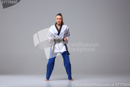 Image of The karate girl with black belt 