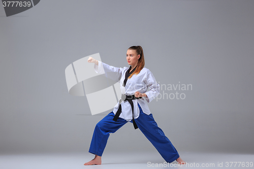 Image of The karate girl with black belt 