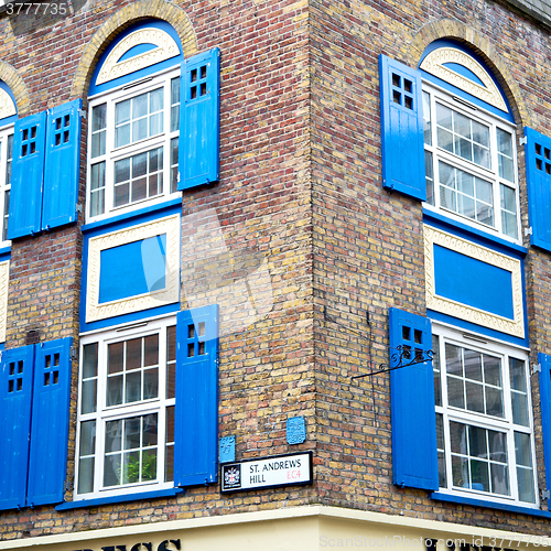 Image of old window in europe london  red brick wall     and      histori