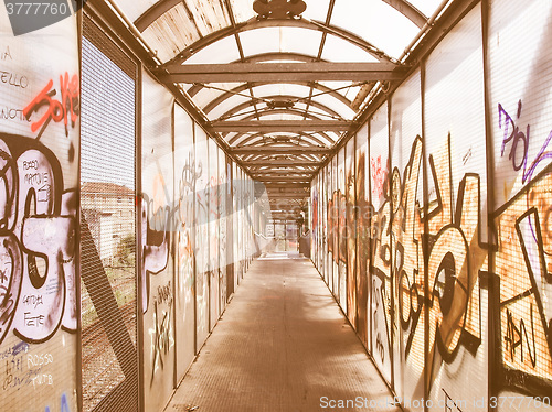 Image of  Bridge with graffiti vintage