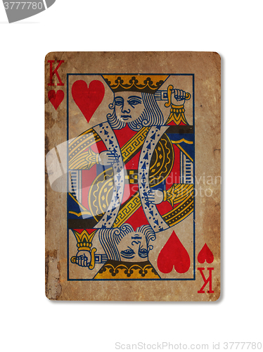 Image of Very old playing card, King of hearts