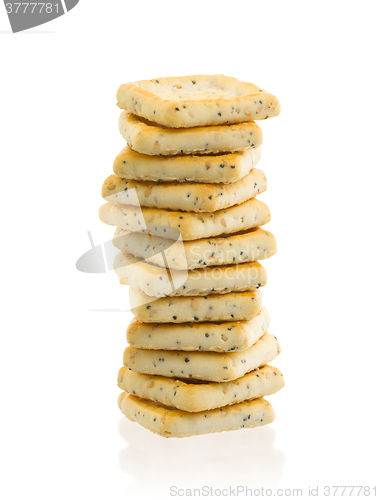 Image of Stack of square crackers isolated