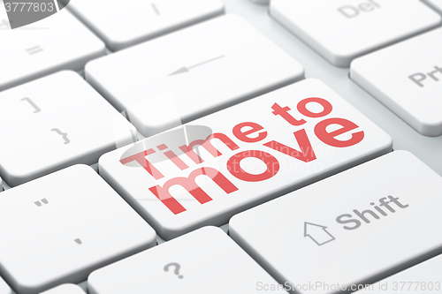 Image of Time concept: Time to Move on computer keyboard background