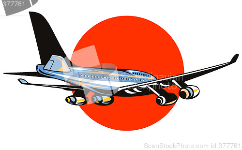 Image of Airplane with red sun